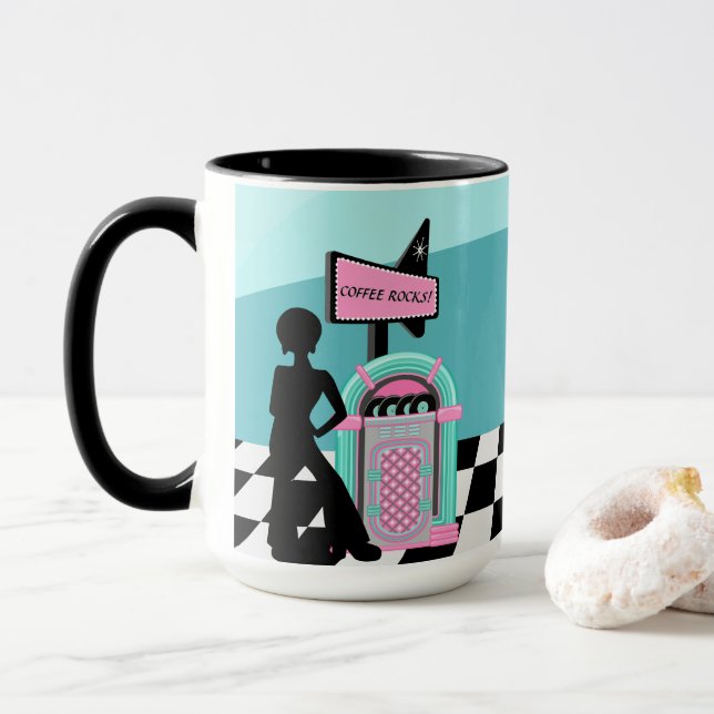 Cool retro juke box customizable tasse (Mit Donut)