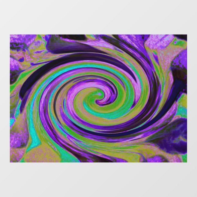 Cool Retro Lila und Chartreuse Liquid Art Swirl Fensteraufkleber (Blatt)