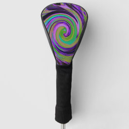Cool Retro Lila und Chartreuse Liquid Art Swirl Golf Headcover