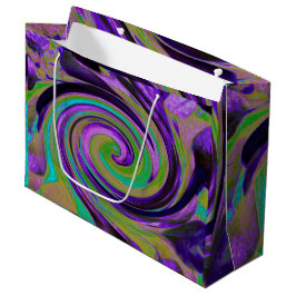 Cool Retro Lila und Chartreuse Liquid Art Swirl Große Geschenktüte
