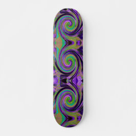 Cool Retro Lila und Chartreuse Liquid Art Swirl Skateboard