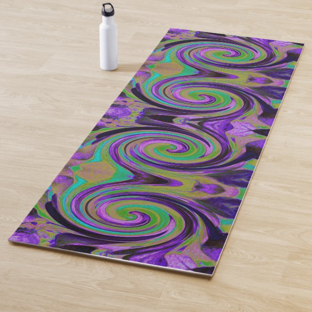Cool Retro Lila und Chartreuse Liquid Art Swirl Yogamatte (Beispiel)