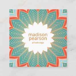 Cool Retro Lotus Mandala Blume Yoga Lehrer Quadratische Visitenkarte
