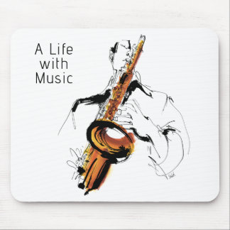 Cool Retro Man Playing Alto Saxophone - Jazz Mousepad