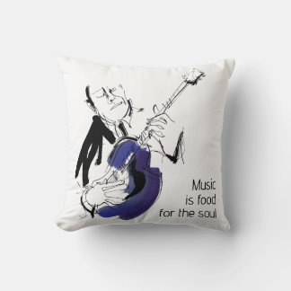 Cool Retro Man Playing Guitar - Jazz Music Art Kissen