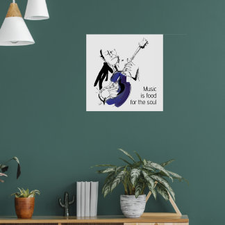 Cool Retro Man Playing Guitar - Jazz Music Art Poster