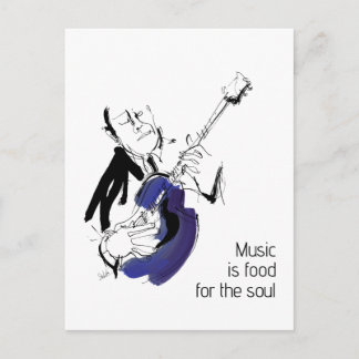 Cool Retro Man Playing Guitar - Jazz Music Art Postkarte