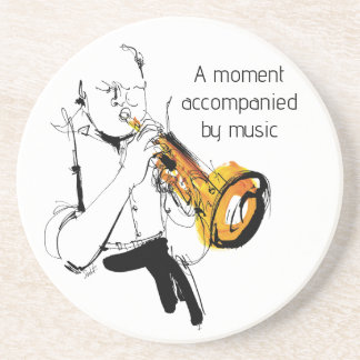 Cool Retro Man Playing Trumpet - Jazz Music Art Getränkeuntersetzer