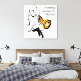 Cool Retro Man Playing Trumpet - Jazz Music Art Leinwanddruck