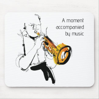 Cool Retro Man Playing Trumpet - Jazz Music Art Mousepad