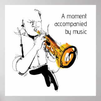 Cool Retro Man Playing Trumpet - Jazz Music Art Poster