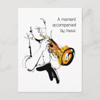 Cool Retro Man Playing Trumpet - Jazz Music Art Postkarte