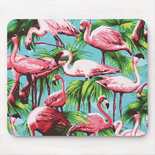 Cool Retro Pink Flamingoes Mousepad (Vorne)