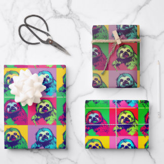 Cool Retro PopArt Sloth entworfen Geschenkpapier Set