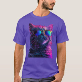 Cool Retro Regenbogen Sonnenbrille Katze T-Shirt