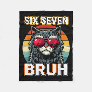 Cool Retro Sechs Sieben Bruh Katze Sungles Meme 67 Fleecedecke