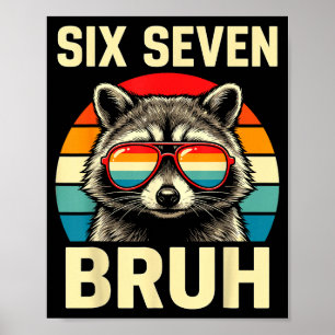 Cool Retro Sechs Sieben Bruh Waschbär Sungles Meme Poster
