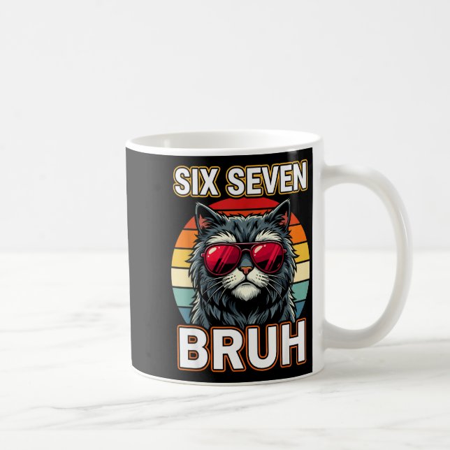 Cool Retro Six Seven Bruh Cat Sungles Meme 67  Kaffeetasse (Rechts)