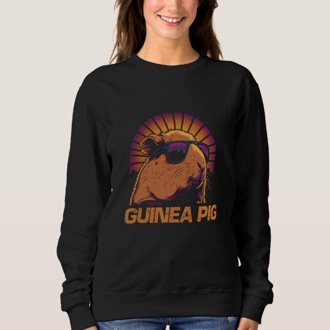 Cool Retro Sonnenbrille Guinea Schwein Sweatshirt (Vorderseite)