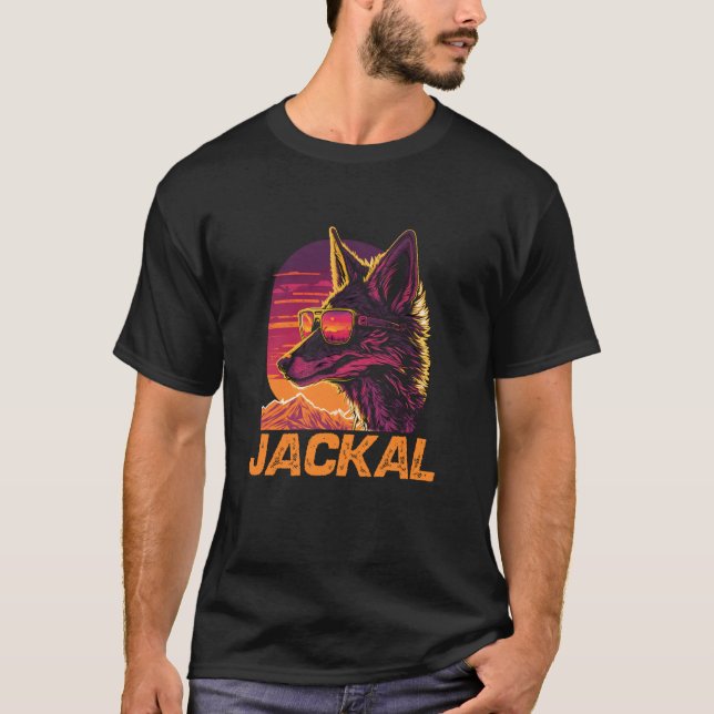 Cool Retro Sonnenbrille Jackal T-Shirt (Vorderseite)