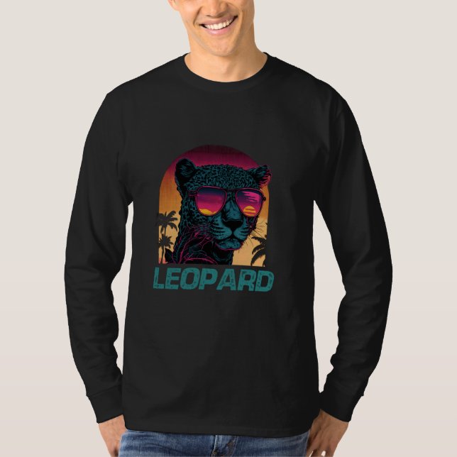 Cool Retro Sonnenbrille Leopard T-Shirt (Vorderseite)
