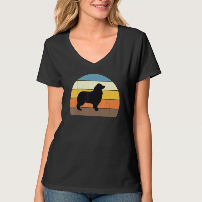 Cool Retro Sunset Australian Shepherds - Großer Sp T-Shirt (Vorderseite)