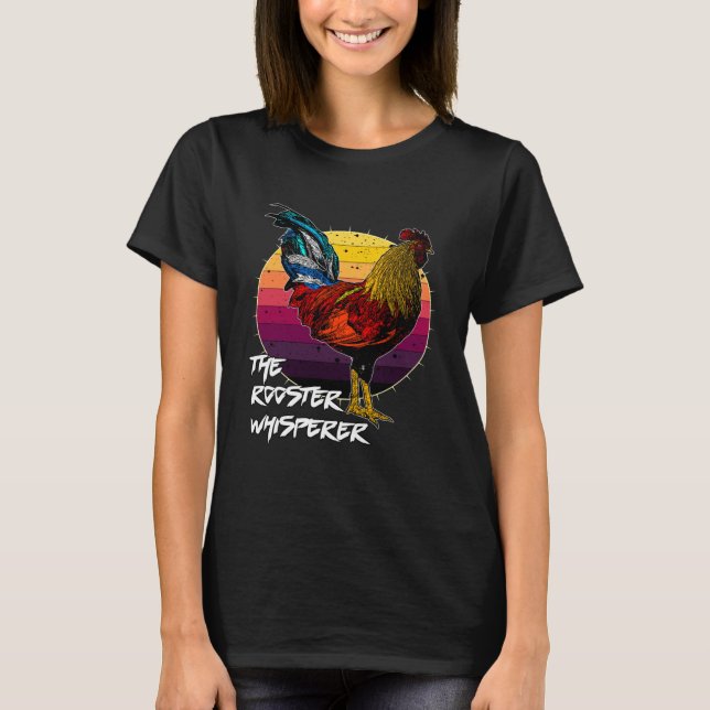 Cool Retro Sunset Silhouette Männliches Hühnerröst T-Shirt (Vorderseite)