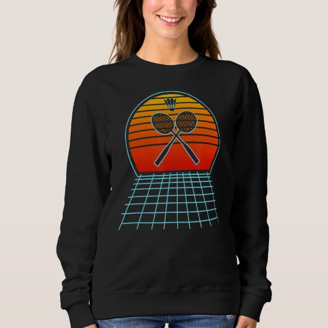 Cool Retro Sunset Vaporwave Badminton Sweatshirt (Vorderseite)