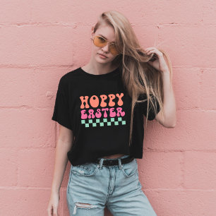 Cool Retro typography Hoppy Easter  T-Shirt