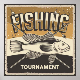 cool retro vintage fishing lovers poster