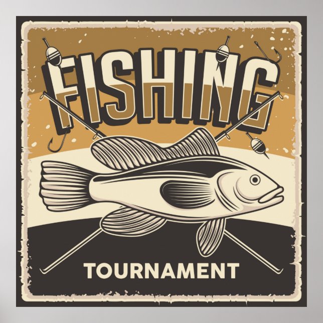 cool retro vintage fishing lovers poster (Vorne)