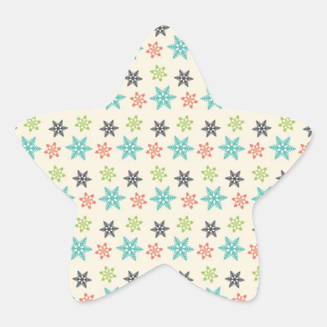 Cool Retro Weihnachtsfeiertag Pasta Snowflakes Stern-Aufkleber (Vorderseite)