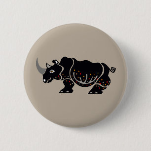 Cool RHINO - Gefährdete Tiergrafik Button