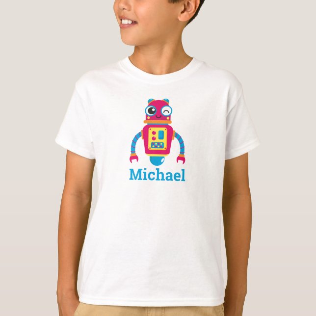 Cool Robit Name Blue Red Kids T - Shirt (Vorderseite)