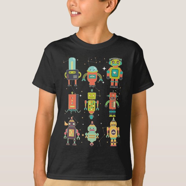 Cool Robots Collection Boys Girls Robotic T-Shirt (Vorderseite)