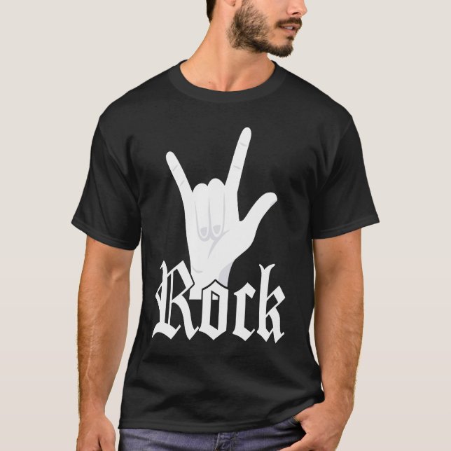 Cool Rock Hand Symbol Populäre Rock Singer Musik T-Shirt (Vorderseite)