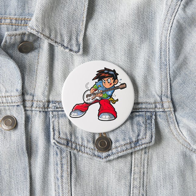 Cool Rock Star Gitarrist Fun Musiker Button (Von Creator hochgeladen)