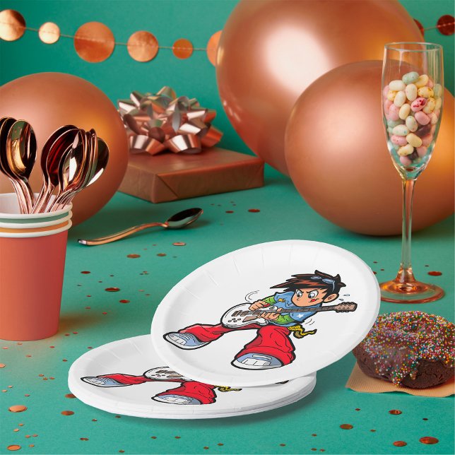 Cool Rock Star Gitarrist Fun Musiker Pappteller (Von Creator hochgeladen)