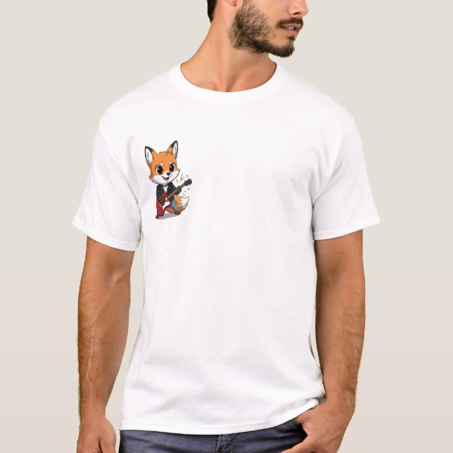 Cool Rocker Fox Character Playing a Guitar T-Shirt (Vorderseite)