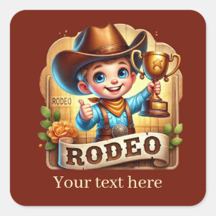 Cool Rodeo Cowboy fügen Text Quadratischer Aufkleber