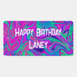 Cool rosa Aquamariner Glitzer Girl Birthday Slime  Banner