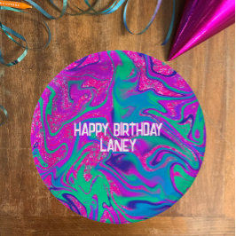 Cool rosa Aquamariner Glitzer Girl Birthday Slime  Pappteller