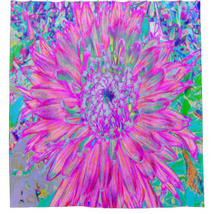 Cool rosa Blau und Lila Künstlerische Dahlia Blüte Duschvorhang