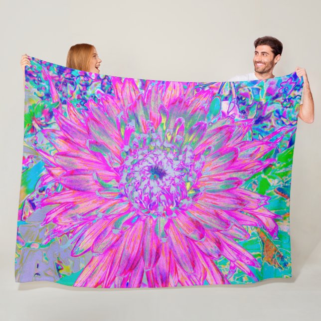 Cool rosa Blau und Lila Künstlerische Dahlia Blüte Fleecedecke (Beispiel)