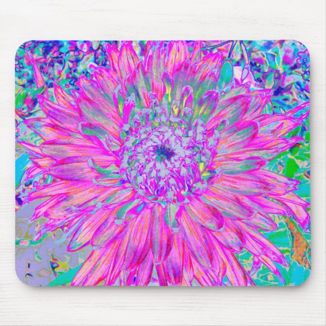 Cool rosa Blau und Lila Künstlerische Dahlia Blüte Mousepad (Vorne)