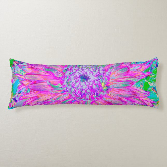 Cool rosa Blau und Lila Künstlerische Dahlia Blüte Seitenschläferkissen (Vorderseite)