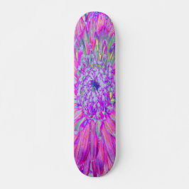 Cool rosa Blau und Lila Künstlerische Dahlia Blüte Skateboard