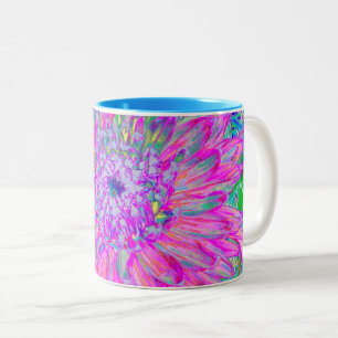 Cool rosa Blau und Lila Künstlerische Dahlia Blüte Zweifarbige Tasse