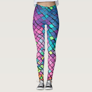 Cool rosa Farbenfrohe Meerjungfrau Schwanz Scales Leggings