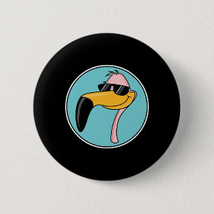 cool rosa Flamingo in einer Sonnenbrille Button
